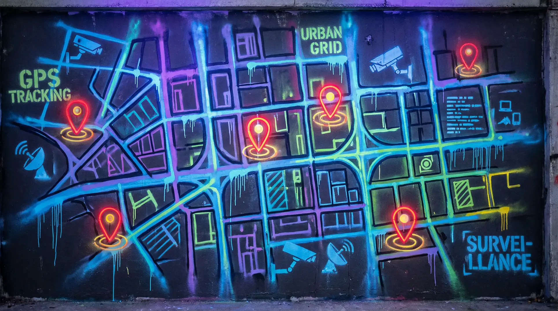 B站大片 狗仔追踪地图 - 城市涂鸦风格